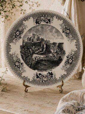 Vintage Villeroy & Boch Black & White Transferware Dinner Plate
